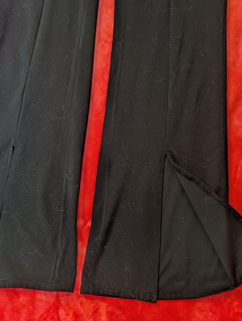 Yogalicious High-Waist Black Flare Pants with Front Slits - Picture 3 of 5